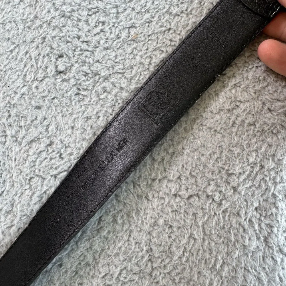 Jos.‎ A. Bank Belt Mens 44 Genuine Leather Black Silver Buckle